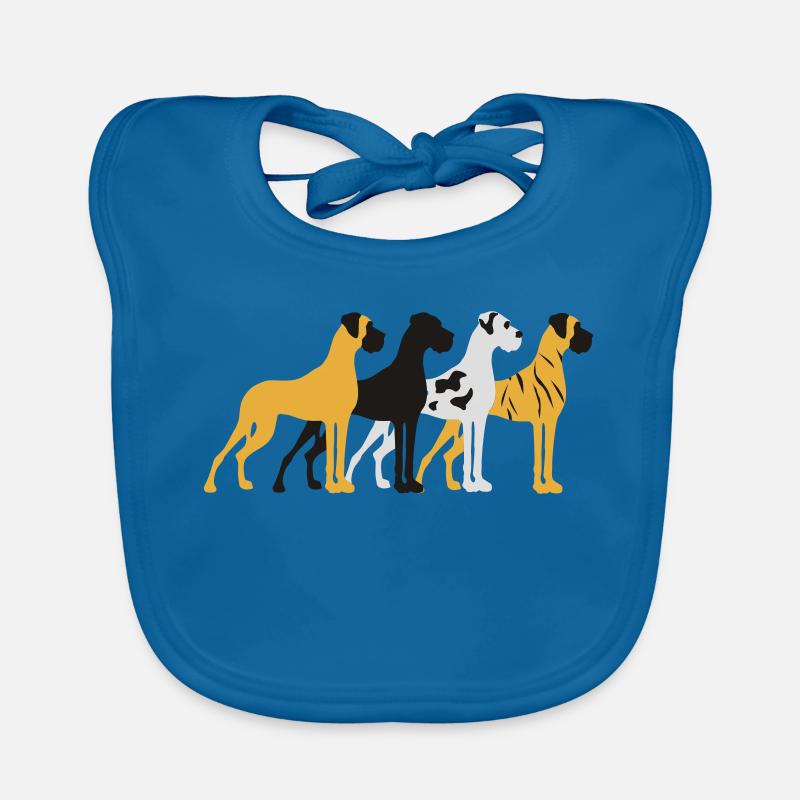 Four basic colors Great Dane - Organic Baby Bibs - peacock-blue