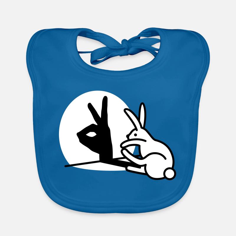 Drôle lapin main ombre projection lapin - Bavoir bio Bébé - bleu paon