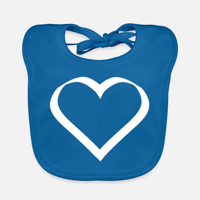 Coeur Blanc Cadeau Blanc Saint Valentin - Bavoir bio Bébé - bleu paon