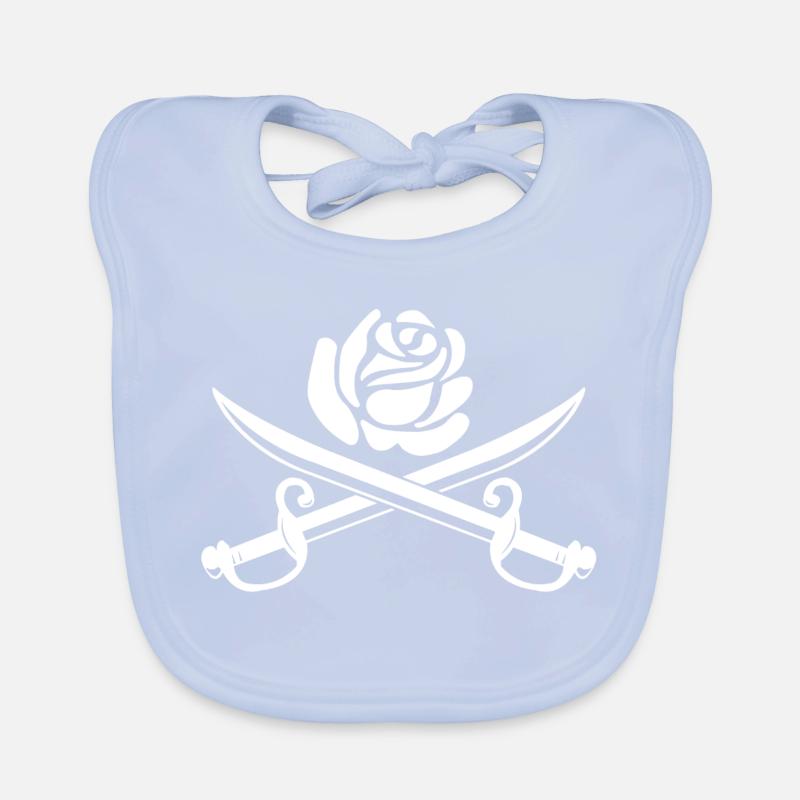 Rose blanche et épées croisées Bavoir bio Bébé
