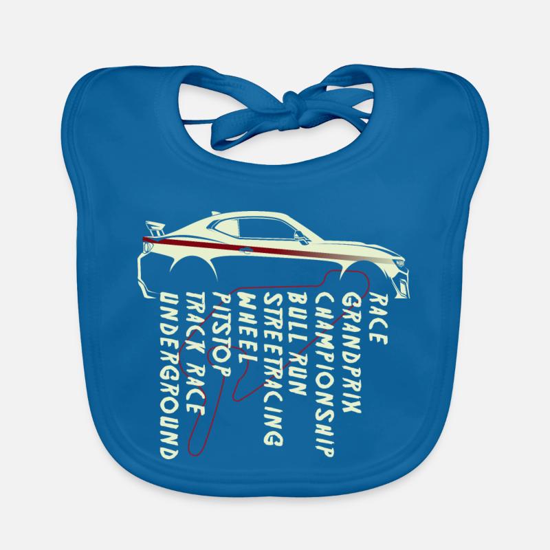 Courses de sport automobile - Bavoir bio Bébé - bleu paon