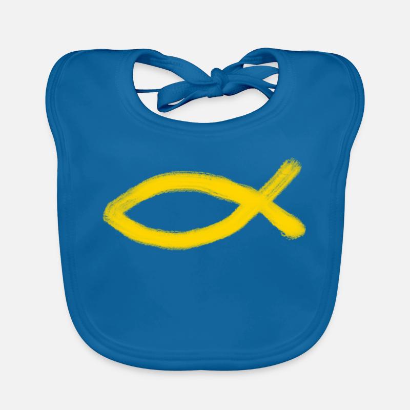 yellow Jesus fish fish Ichthys fish Organic Baby Bibs