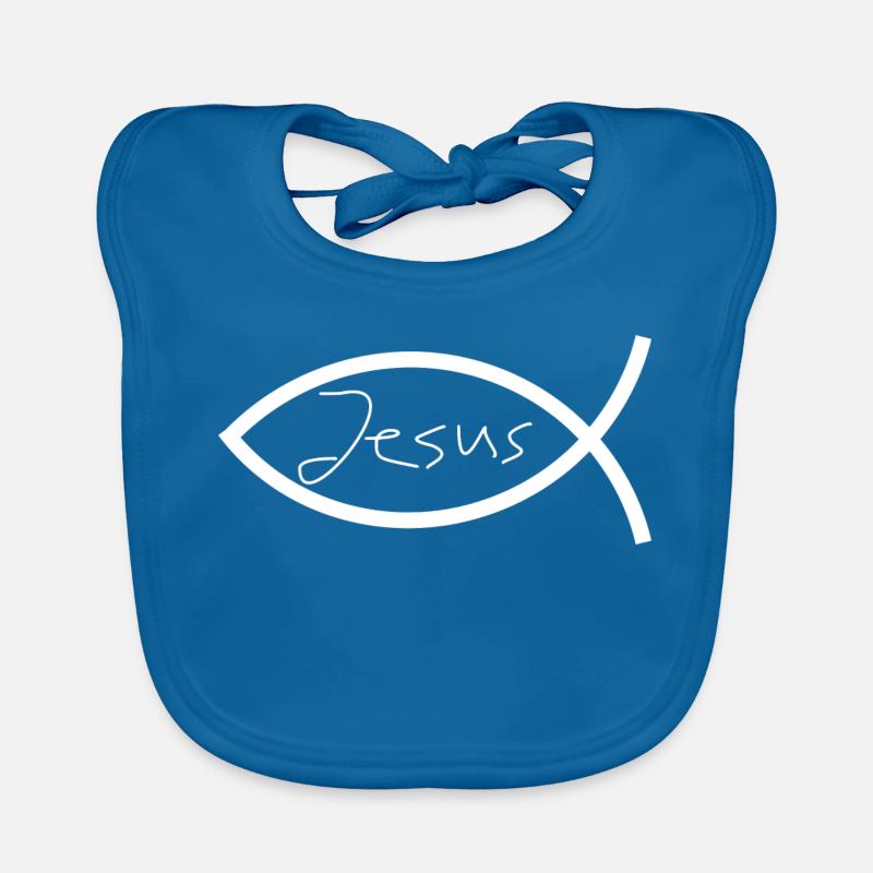 Jesus fish white Ichthys fish fish Organic Baby Bibs
