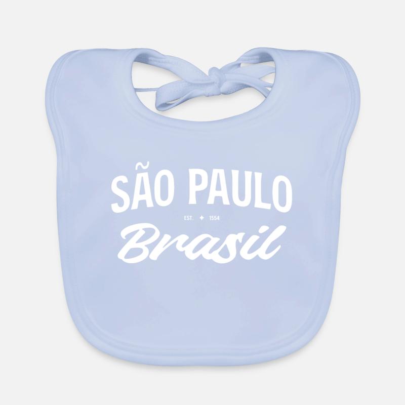 Sao Paulo Brasil Retro Script Organic Baby Bibs