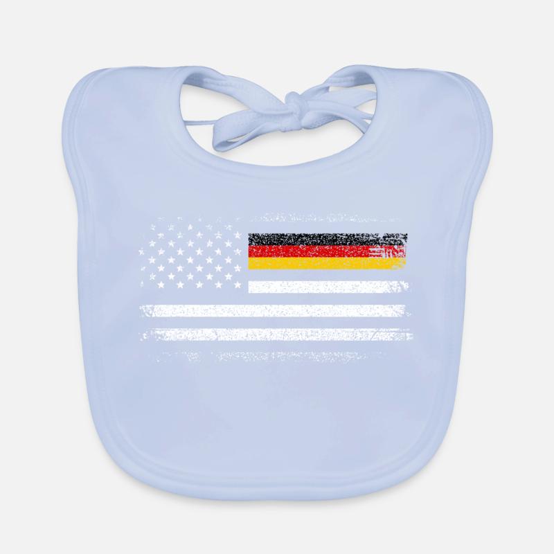Distressed US German Flag Blend Organic Baby Bibs