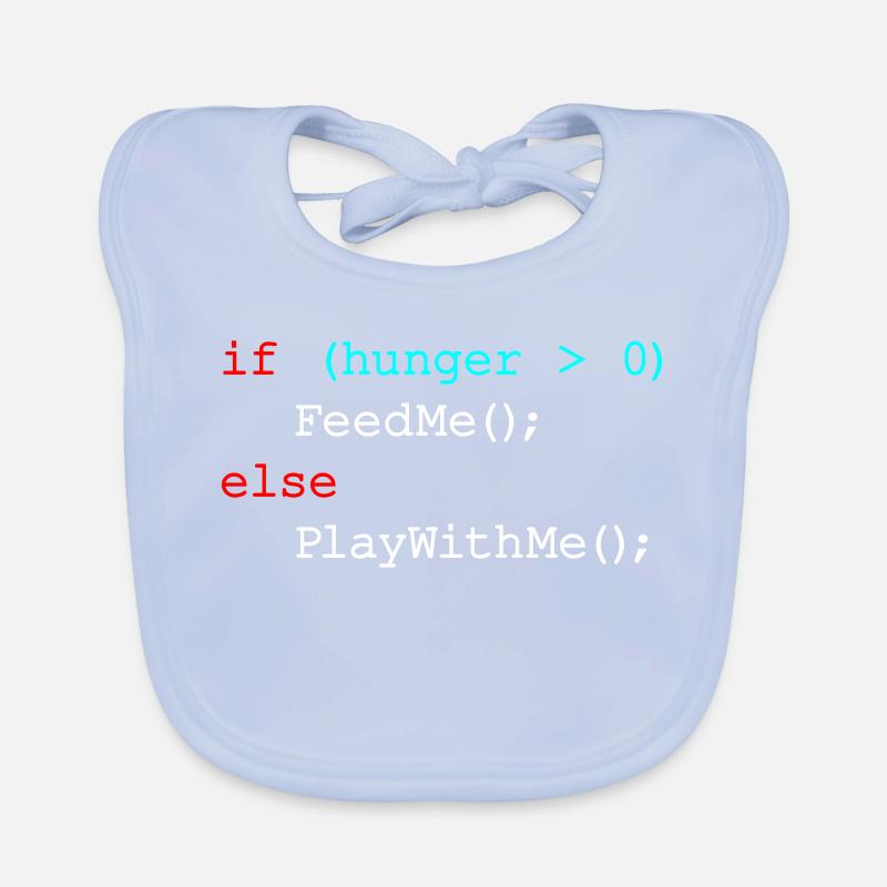 If hunger feed me else play with me - JavaScript Organic Baby Bibs