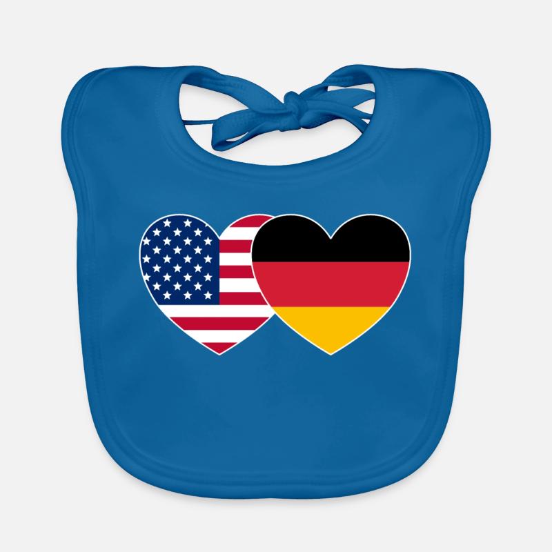 USA Germany Flag Heart Organic Baby Bibs