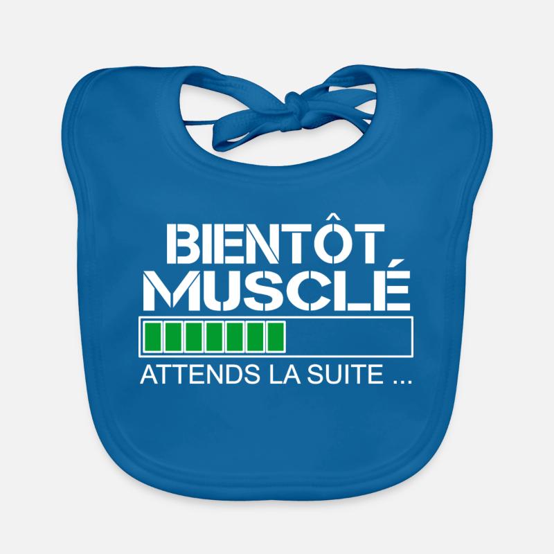 Bientot musclé (blanc et vert) Bavoir bio Bébé