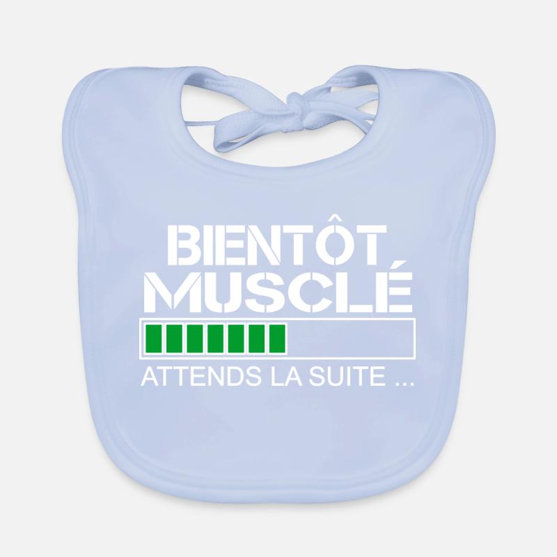 Bientot musclé (blanc et vert) Bavoir bio Bébé
