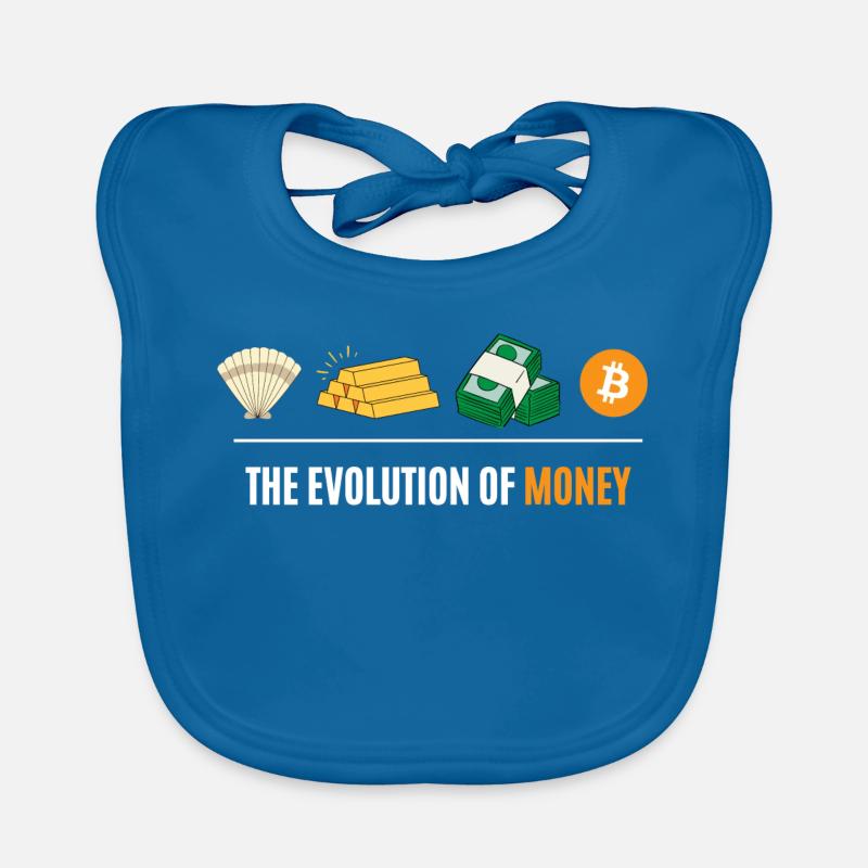 Die Evolution des Geldes - Baby Bio-Lätzchen - Pfauenblau