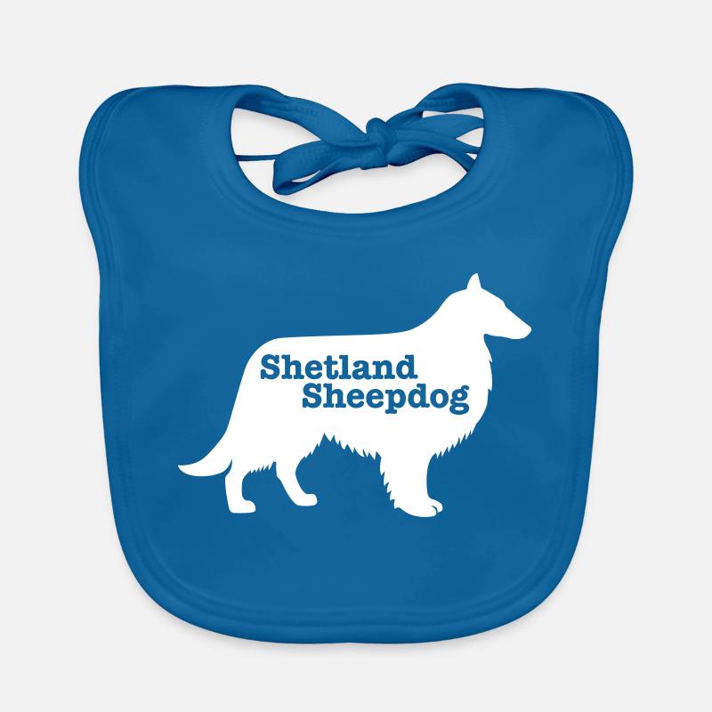 Berger Shetland - Bavoir bio Bébé - bleu paon