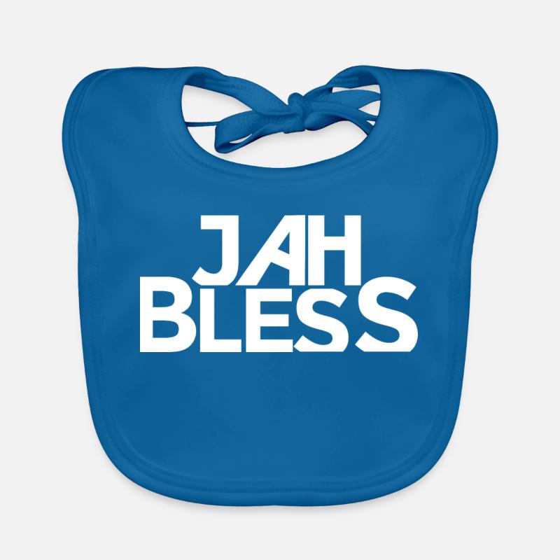 Conception de la police Jah Bless Block - Bavoir bio Bébé - bleu paon