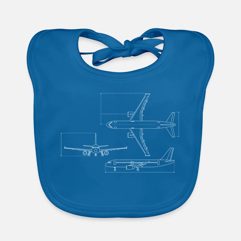 Airplane Blueprint Technical Drawing Organic Baby Bibs