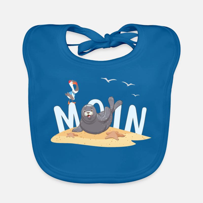 Moin Seal Seagull Beach Organic Baby Bibs