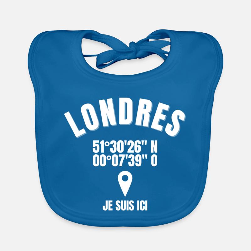 Londres, Angleterre, je suis Anglais - Bavoir bio Bébé - bleu paon