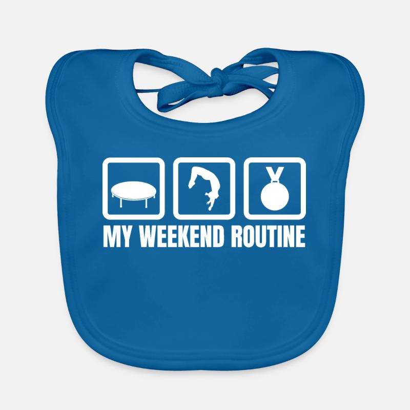 Routine du week-end trampoline Bavoir bio Bébé