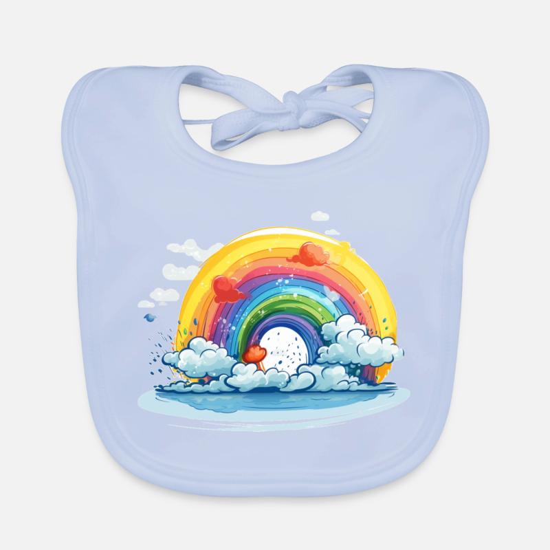 Regenbogen mit Wolken Baby Bio-Lätzchen