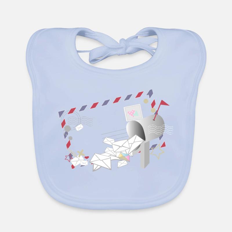 Airmail frame with letters and mailbox Organic Baby Bibs