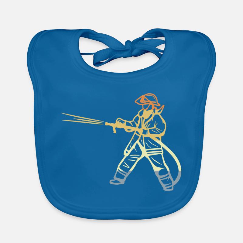 Vintage Firefighter Sketch Organic Baby Bibs