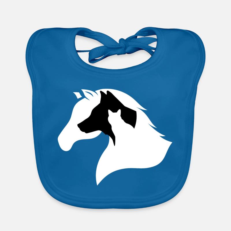 Silhouette De Cheval, Chien, Chat - Bavoir bio Bébé - bleu paon