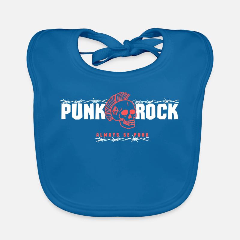 Punk Skull mit rotem Mohawk - Baby Bio-Lätzchen - Pfauenblau