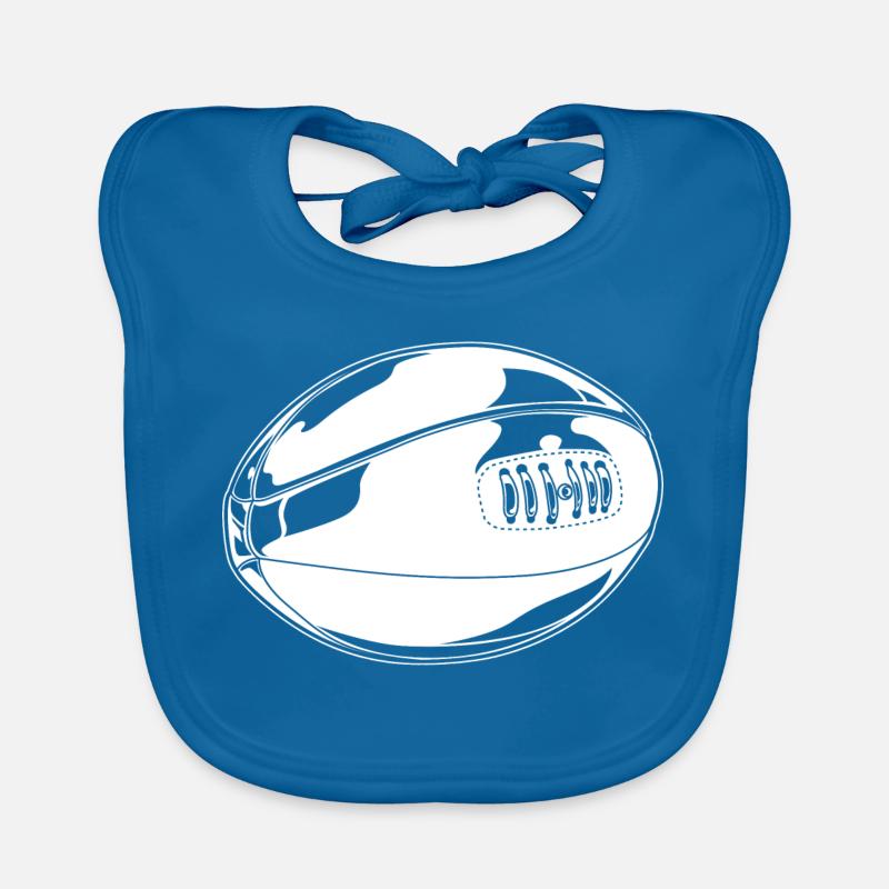 Dessin de ballon de rugby - Bavoir bio Bébé - bleu paon
