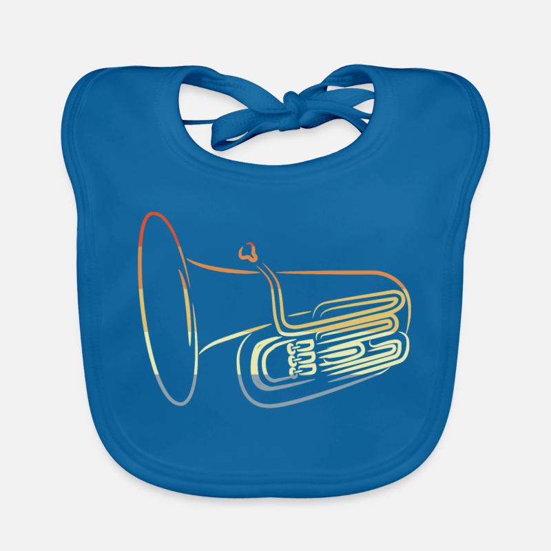 Vintage Tuba Drawing Organic Baby Bibs
