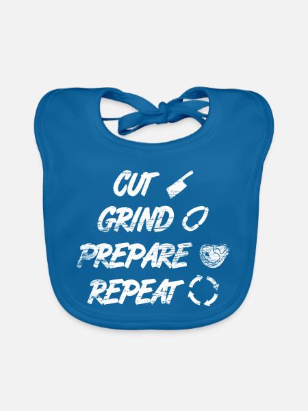 Cutting, grinding, preparing - Organic Baby Bibs - peacock-blue - Front