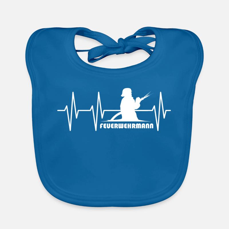 Firefighter Pulse Heartbeat Fire Brigade Icon Logo Organic Baby Bibs