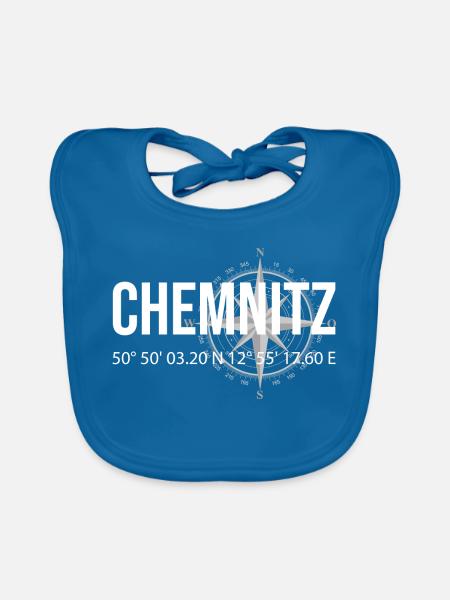 Koordinaten Chemnitz - Baby Bio-Lätzchen - Pfauenblau