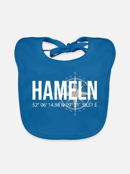 Koordinaten Hameln - Baby Bio-Lätzchen - Pfauenblau