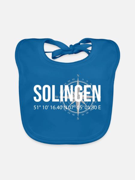 Koordinaten Solingen - Baby Bio-Lätzchen - Pfauenblau