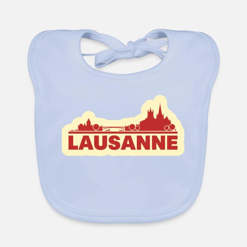 Lausanne Skyline Retro Baby Bio-Lätzchen