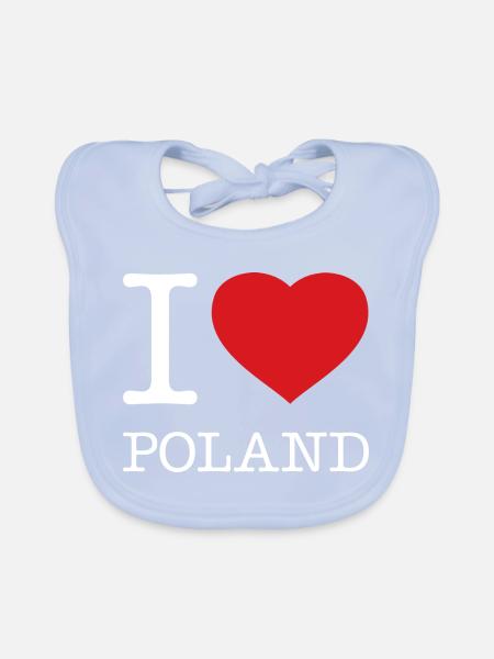 I LOVE POLAND Polska Polen - Baby Bio-Lätzchen - sky Blue - Vorne
