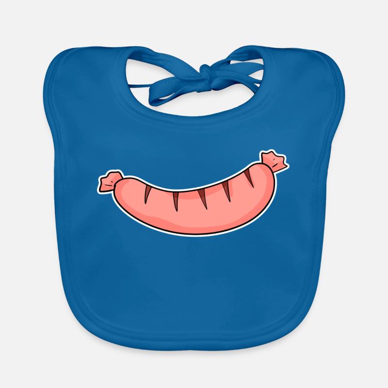 Motif de saucisse - Bavoir bio Bébé - bleu paon