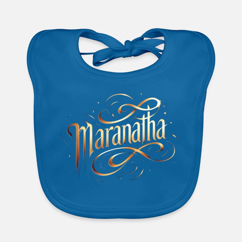 Maranatha Gold Script Swirls - Baby Bio-Lätzchen - Pfauenblau