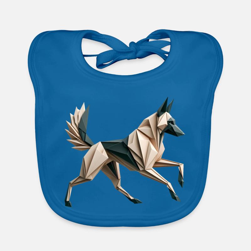 3D Geometric Origami Malinois Dog Organic Baby Bibs