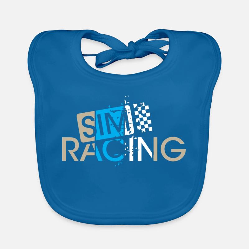 sim racing gaming checkered flag car driver gamer Organic Baby Bibs