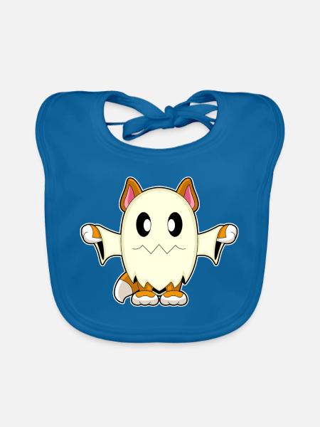 Katze Halloween Geist - Baby Bio-Lätzchen - Pfauenblau - Vorne