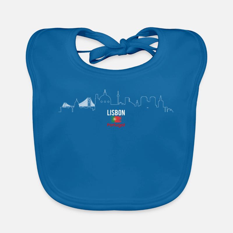 Lisbon Skyline with Flag Organic Baby Bibs