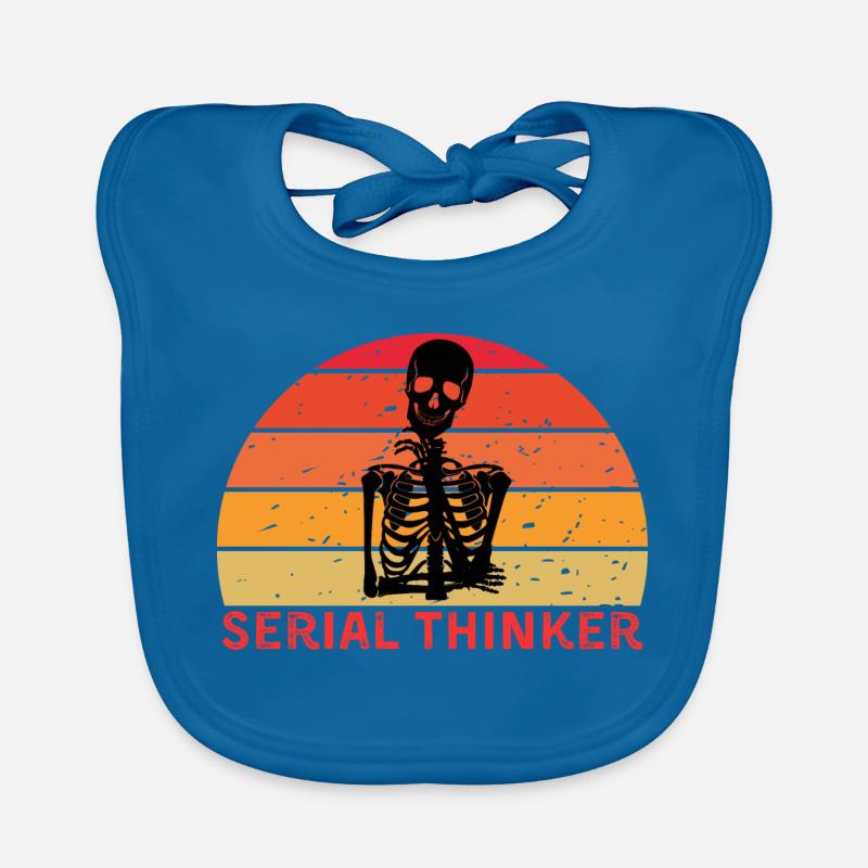 Serial Thinker Skeleton Thinking Retro Sunset Organic Baby Bibs