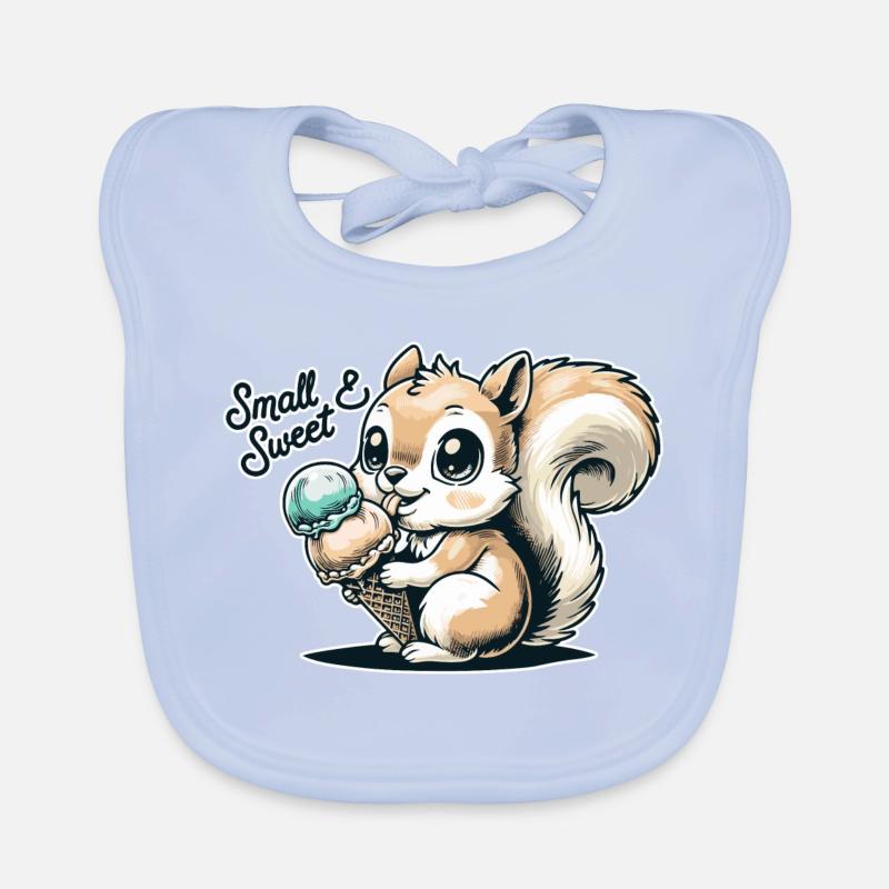 Écureuil de dessin animé mignon avec de la crème glacée Bavoir bio Bébé