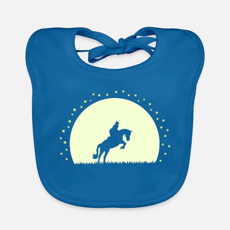 Silhouette Cheval Équestre Nocturne - Bavoir bio Bébé - bleu paon