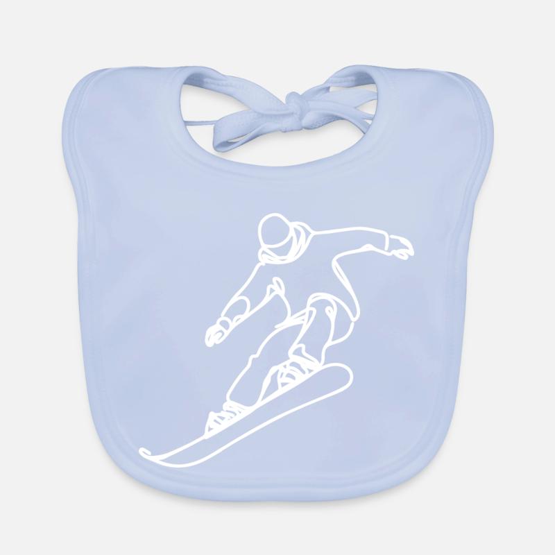 Snowboarder Drawing Organic Baby Bibs