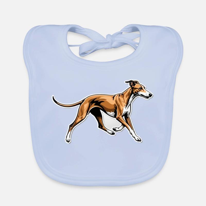 Dynamischer Windhund Lauf-Illustration Baby Bio-Lätzchen