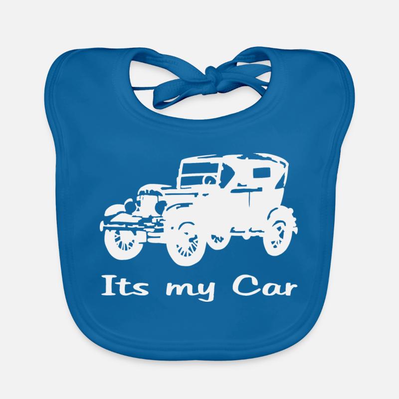 Oldtimer Motiv mit Schrift - Baby Bio-Lätzchen - Pfauenblau