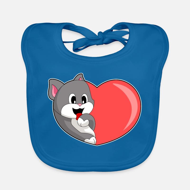 Katze Herz - Baby Bio-Lätzchen - Pfauenblau