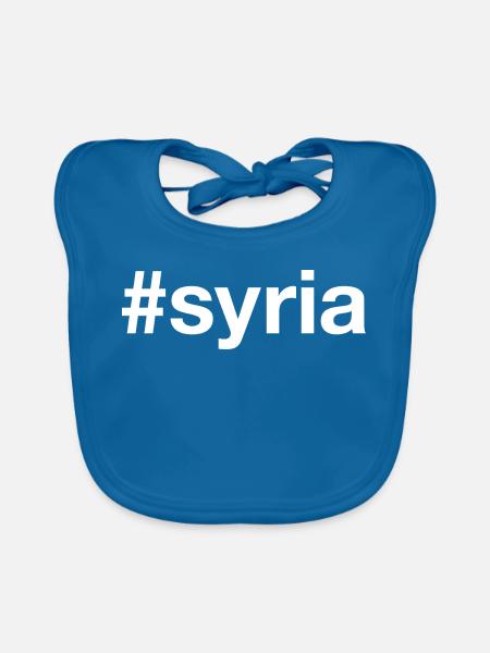 SYRIE Hashtag Syrien - Bavoir bio Bébé - bleu paon - Devant