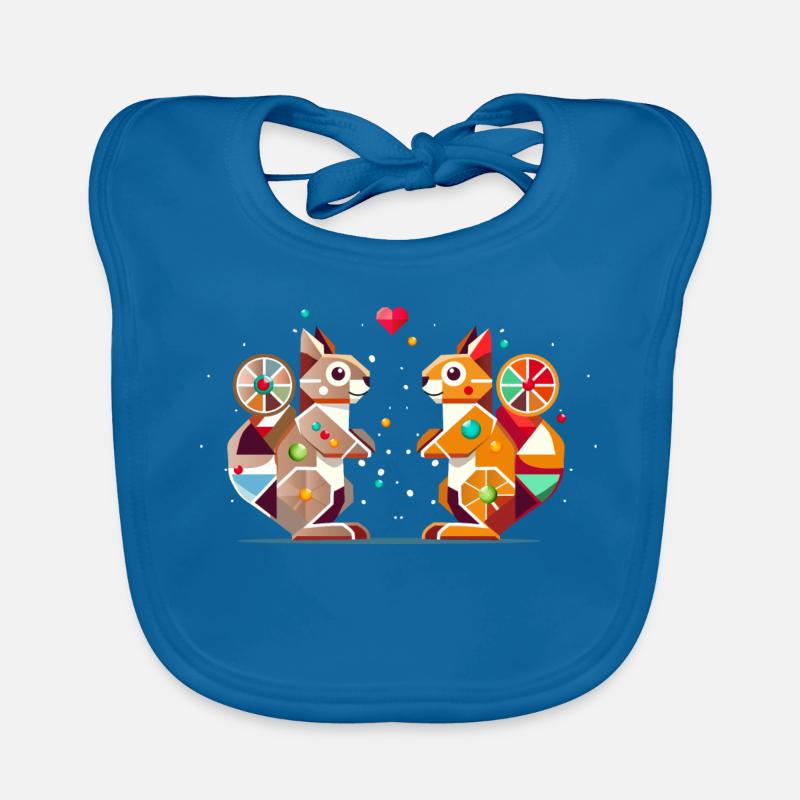 Two squirrels with heart colorful eye-catcher Organic Baby Bibs