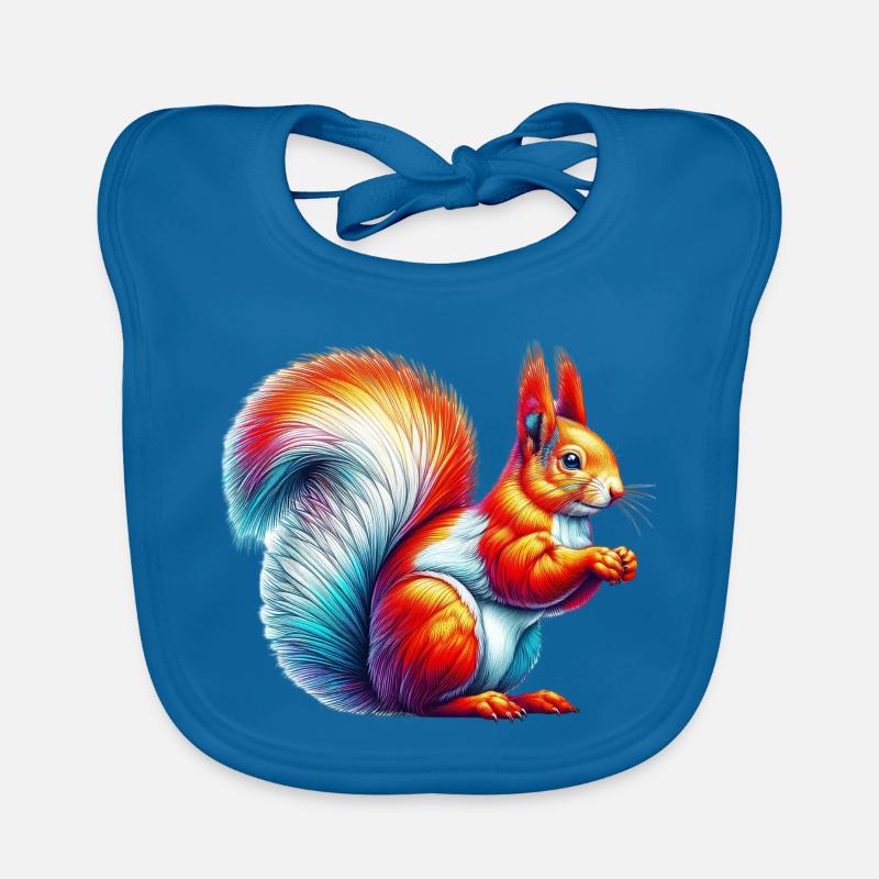 Eichhörnchen - Baby Bio-Lätzchen - Pfauenblau
